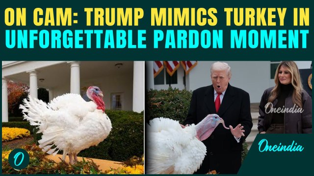 Trump MIMICS Turkey GOBBLE in FUNNIEST White House Turkey Pardon Moment; Melani Left in SPLITS