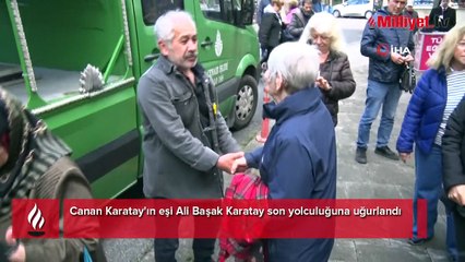 Ayakta durmakta güçlük çekti! Canan Karatay eşini son yolculuğuna uğurladı
