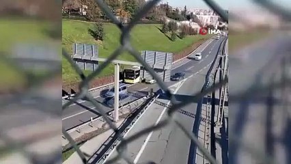 Sultangazi’de yanlış yola giren İETT otobüsü trafiği tehlikeye attı, o anlar kamerada