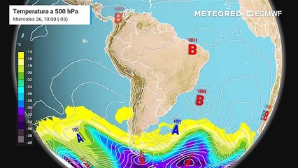 Pronóstico de Temperatura a 500 hPa: Miércoles 26 de Noviembre