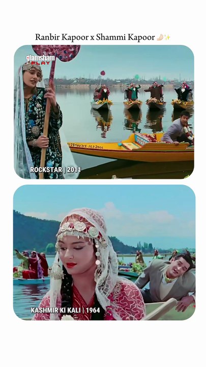 Ranbir Kapoor and Shammi Kapoor✨ two eras, same effortless charm. Kashmir Ki Kali to Rockstar; the Kapoor legacy stays undefeated. 🚤❤️  #glamsham #ranbirkapoor #shammikapoor #rockstar #kashmirkikali #kapoorlegacy #bollywoodclassic  glamsham, ranbir kapoo