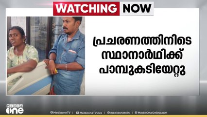 പാലക്കാട് കാവശ്ശേരിയിൽ പ്രചാരണത്തിനിടെ സ്ഥാനാർഥിക്ക് പാമ്പ് കടിയേറ്റു...