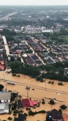 Buildings submerged by flooding in Thailand after being battered by severe rain