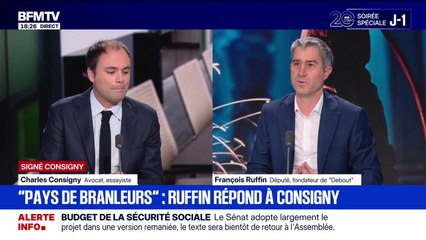 SIGNÉ CONSIGNY - "Vous feriez mieux de leur dire merci" : François Ruffin répond à Charles Consigny qui qualifie la France de "pays de branleurs"