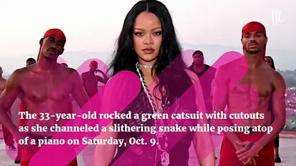 Rihanna Sizzles In Sexy Mesh Catsuit With Cutouts As She Poses On A Piano