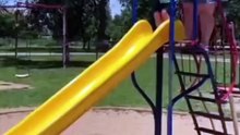Baby Can't Stop Laughing After Mom Wrecks the Slide! 🤣 Funniest Reaction Ever!