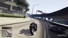 GTA Online player gets run over by his own bike after botched stunt.