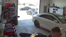 Scooter Spins Out In Garage