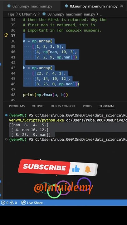 NumPy: Maximum Number in Two Arrays: np.fmax - Part Three.