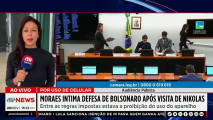 Moraes intima defesa de Bolsonaro a explicar uso de celular durante visita de Nikolas | TEMPO REAL
