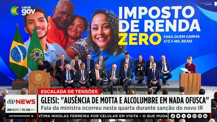 Gleisi diz que ausência de Motta e Alcolumbre em evento sobre IR não ofusca governo | TEMPO REAL