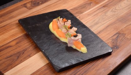 Sea Bass Sellado en Salsa de Champagne con Caviar Beluga