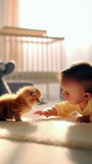 A tender moment of a crawling baby  #ai #baby #cute #viralreels #lovestory #cat #dog