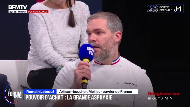 FORUM BFM - Inflation: Romain Leboeuf, artisan-boucher, explique la hausse des prix de la viande par le fait qu'il y a de moins en moins d'éleveurs et de bêtes