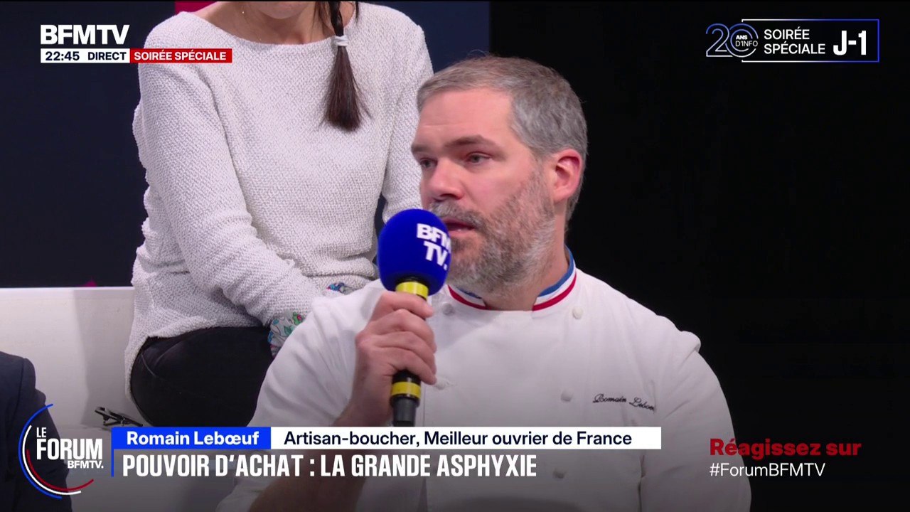 FORUM BFM - Inflation: Romain Leboeuf, artisan-boucher, explique la hausse des prix de la viande par le fait qu'il y a "de moins en moins d'éleveurs et de bêtes"