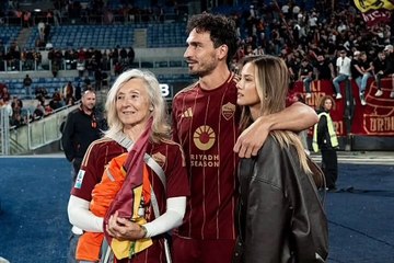 Mats & Nicola and his mom the past sunday at the end of the Serie A match between AS Roma and AC Milan in Rome_ Italy