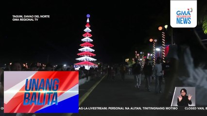 Christmas tree na may taas na 231 feet, pinailawan sa Tagum City | Unang Balita