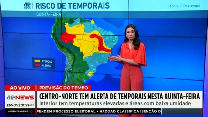 Previsão do Tempo: Centro-Norte tem alerta de temporais nesta quinta-feira