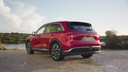 The all new MGS6 EV Trophy Long Range Exterior Design in Red