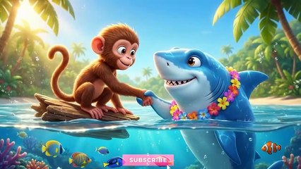🐒🦈 Monkey & Shark Funny Adventure | Coconut Party | Kids Comedy Cartoon Story | 3D Animation