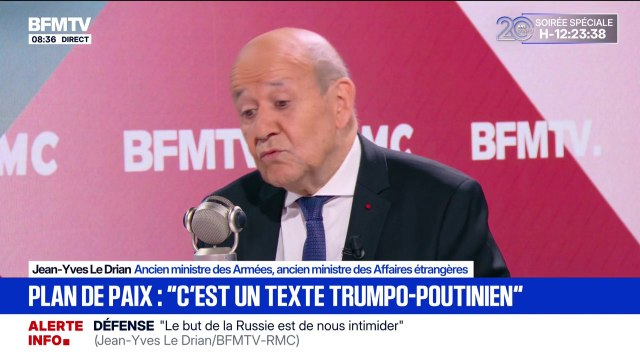 Plan de paix pour l'Ukraine: C'est un texte trumpo-poutinien qui a été proposé , estime Jean-Yves Le Drian, ancien ministre des Armées et des Affaires étrangères