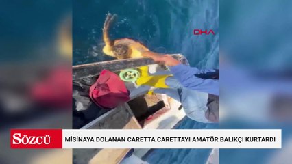 Misinaya dolanan caretta carettayı amatör balıkçı kurtardı