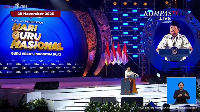 Perintah Presiden Prabowo ke Menkeu Purbaya-Mensesneg di Peringatan Puncak Hari Guru Nasional