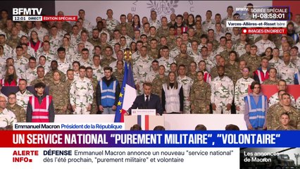 "Le service national concernera seulement des volontaires", assure Emmanuel Macron