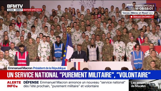 Service national: le Parlement pourra faire appel à d'autres jeunes en cas de crise majeure , affirme Emmanuel Macron