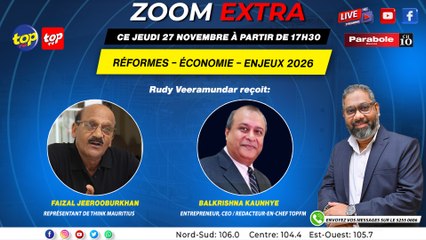 Zoom Extra: Rudy Veeramundar reçoit Faizal Jeeroobarkhan et Balkrishna Kaunhye