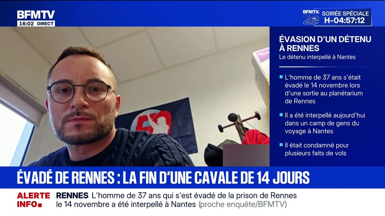 "C'est un soulagement", confie le secrétaire FO Justice Rennes-Vezin après l'interpellation du détenu évadé lors d'une sortie au planétarium