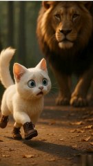 Brave Cat & Lion Save from Hunting