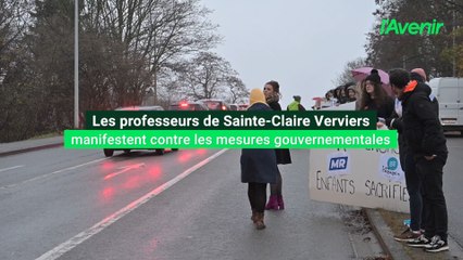 Les enseignants de l'institut Sainte-Claire Verviers manifestent contre les mesures gouvernementales
