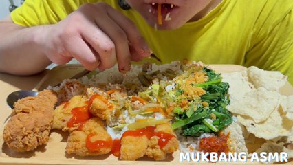 MUKBANG ASMR - FIRED CHICKEN CHICKEN KARAGE SAYUR LODEH UDANG