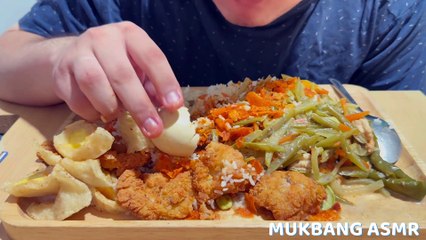MUKBANG ASMR - NASI CHICKEN KARAGE PEMPEK UDANG PETE LODEH