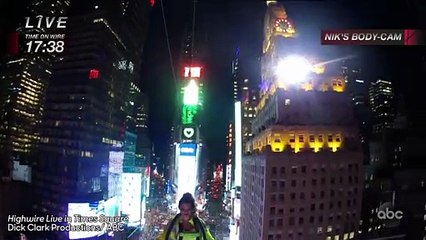 Nik and Lijana Wallenda Cross High-Wire 25 Stories Above Times Square | THR News
