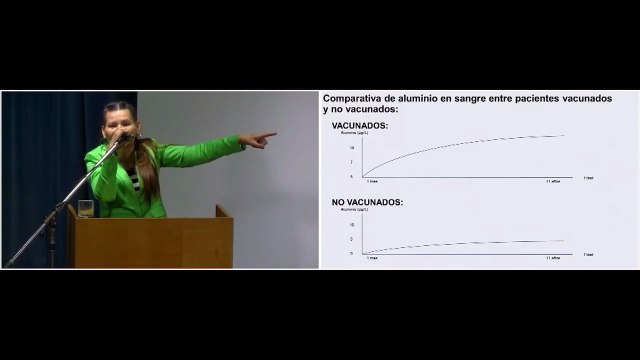 La legisladora Marilú Quiroz exponiendo en la jornada antivacunas en Diputados
