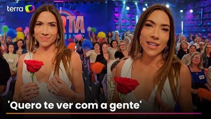 Patrícia Abravanel é presenteada com rosa por Roberto Carlos e reage: 'Quero te ver com a gente'