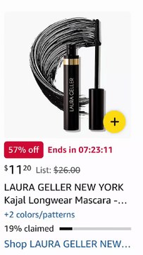 New .LAURA GELLER NEW YORK Kajal Longwear Mascara - Lengthening, Defining, Curling, Buildable Formula Eye