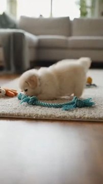 A small puppy playing happily and joyfully! 🐾❤️ #dog #ai #puppy #playing