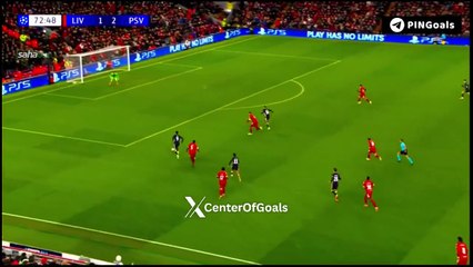 الهدف الاول  لصهيب الدريوش لاعب پي اس ڤي ايندهوفن الهولندي في مرمى ليفربول الانجليزي