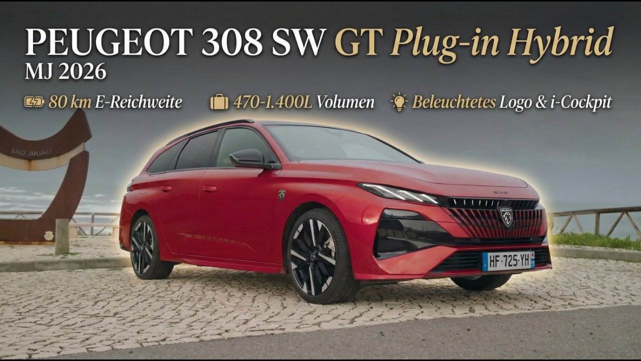 Beleuchtetes Logo & 80 km E-Reichweite: Der neue Peugeot 308 SW GT