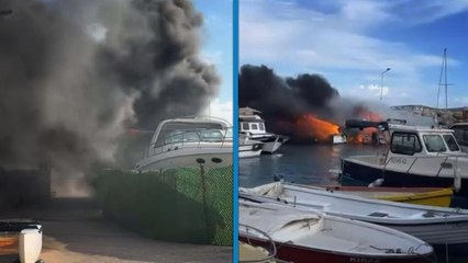 Çeşme'de 7 tekne yandı