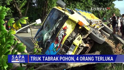 Kronologi Truk Tabrak Lampu Jalan dan Pohon di Palembang, 4 Orang Luka Ringan | SAPA MALAM