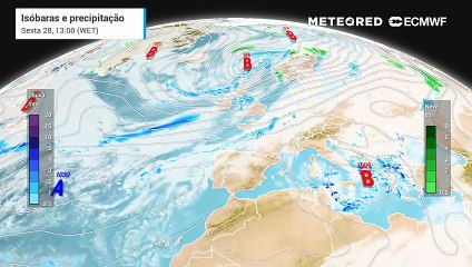 Iminente frente fria deixará chuva nestas regiões de Portugal