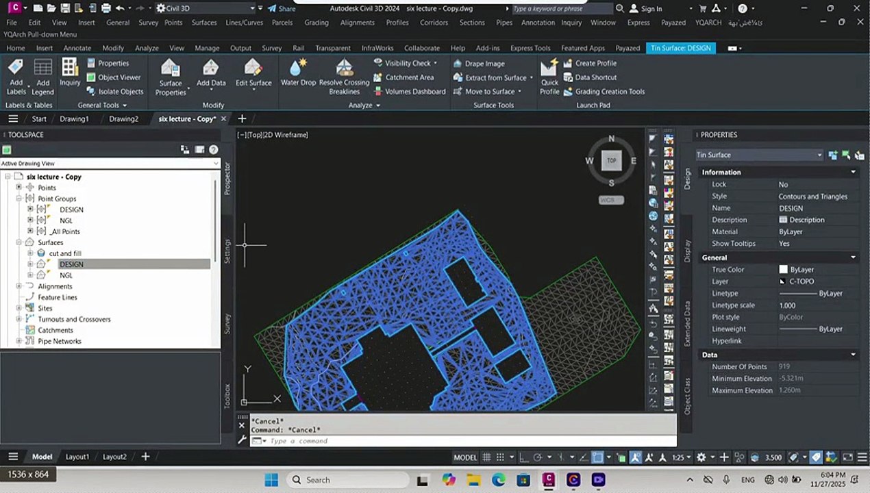 Session no. 7 in CIVIL 3D by ABOUELNIL