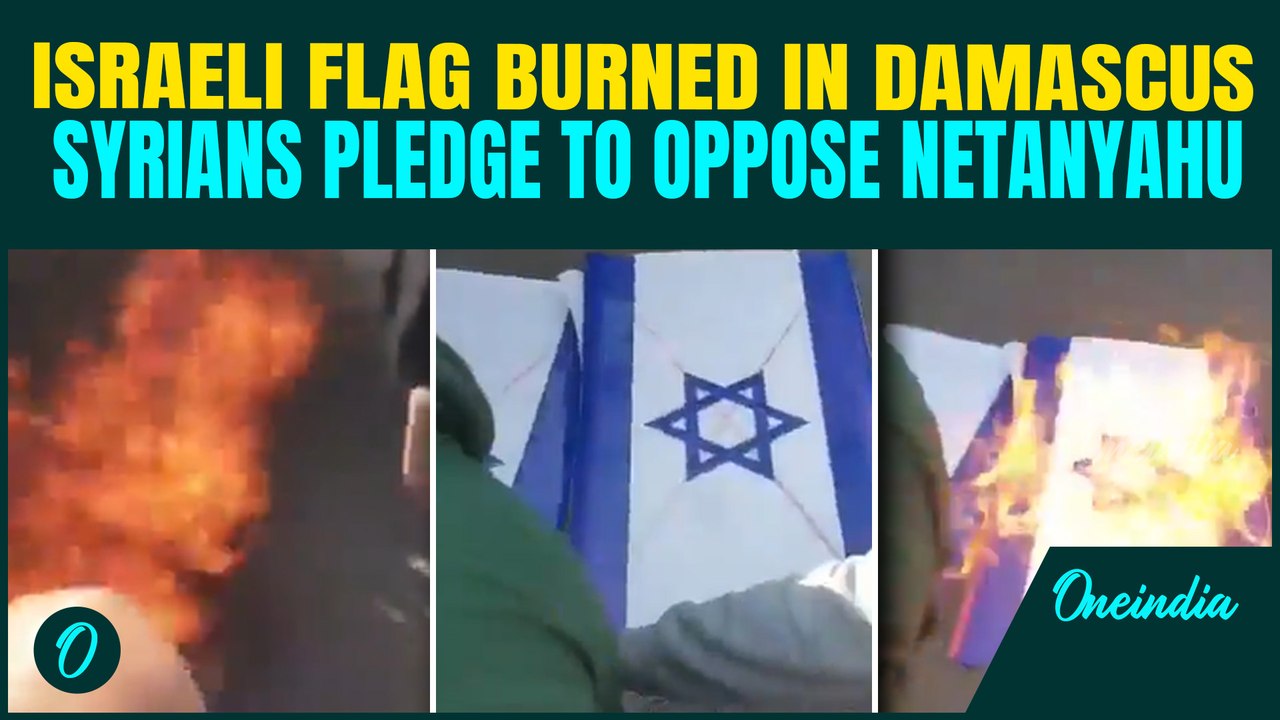 VIDEO: Angry Syrians Burn Israeli Flags After 13 Killed in Overnight Strikes Near Golan Heights