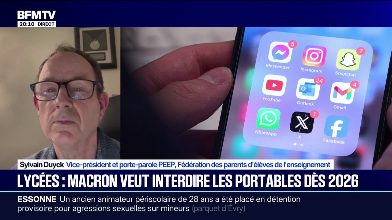 Interdiction des téléphones portables dès 2026: "Ça risque d'être compliqué mais ça va dans le bon sens", estime Sylvain Duyck, porte-parole PEEP