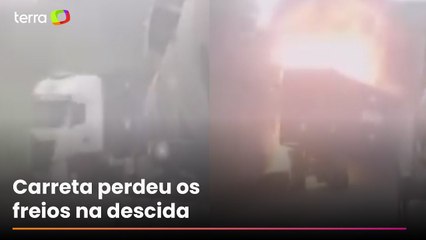 Vídeo mostra acidente que matou dois caminhoneiros na Via Anchieta, em Cubatão (SP)