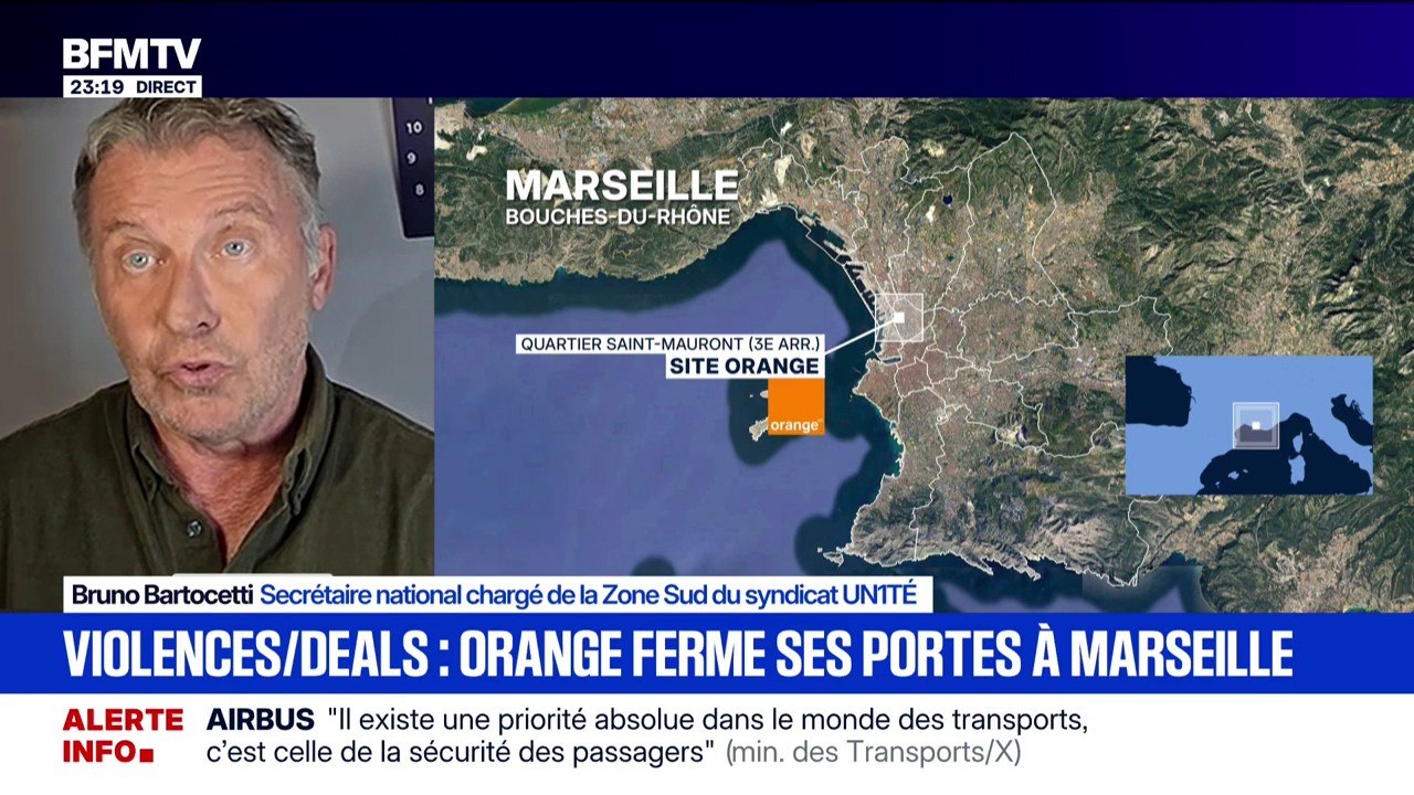 Orange ferme un site à cause de l'insécurité: "Sans effectifs, on ne pourra pas quadriller Marseille et les endroits très sensibles", assure Bruno Bartocetti (syndicat UNITÉ)